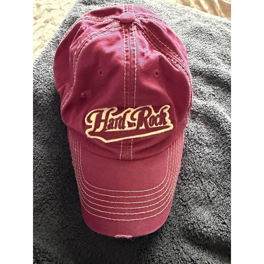 Hard Rock cafe Sacremento burgandy cotton‎ strap back hat, big logo, os